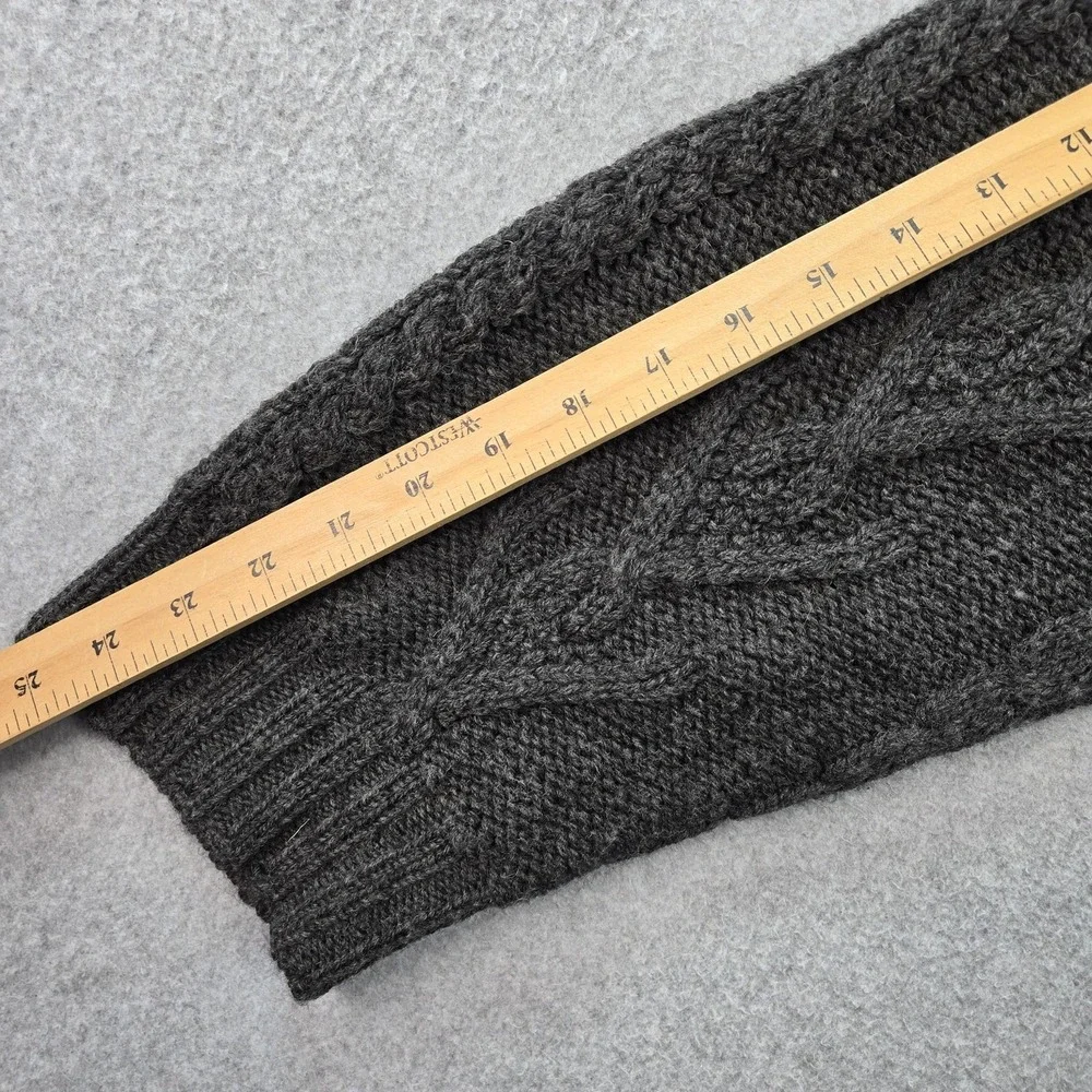 SAOI Sweater Mens M Gray Collared Cable-Knit‎ Pullover Heavyweight Wool Pockets